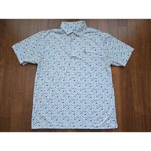 Rhoback Polo Shirt Men L Admiral Dinosaur Dino Jurassic Golf Performance